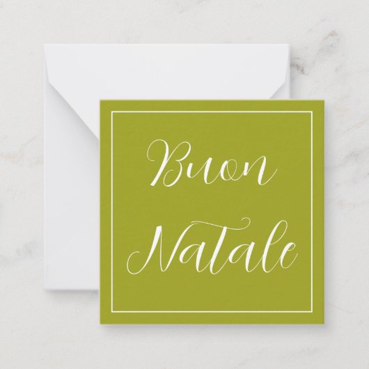 Green and White Buon Natale Greeting Card ノートカード (正面)