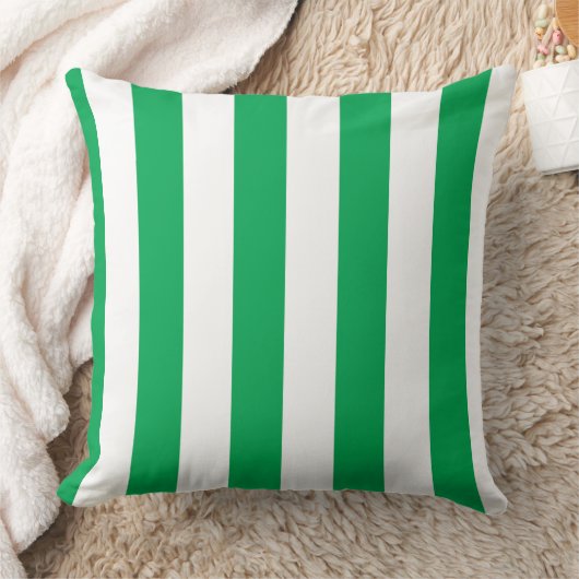 Green and White Cabana Stripes クッション (ブランケット)