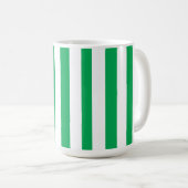 Green and White Cabana Stripes  コーヒーマグカップ (正面右)