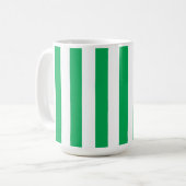 Green and White Cabana Stripes  コーヒーマグカップ (正面左)