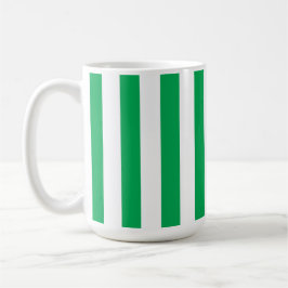Green and White Cabana Stripes  コーヒーマグカップ