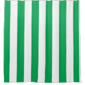 Green and White Cabana Stripes  シャワーカーテン (正面)