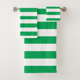 Green and White Cabana Stripes  バスタオルセット