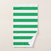 Green and White Cabana Stripes  バスタオルセット (ハンドタオル)