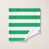 Green and White Cabana Stripes  バスタオルセット (ウォッシュタオル)