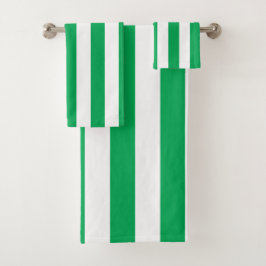 Green and White Cabana Stripes  バスタオルセット