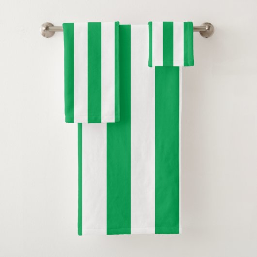 Green and White Cabana Stripes バスタオルセット (インサイチュ)