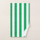 Green and White Cabana Stripes バスタオルセット (ハンドタオル)