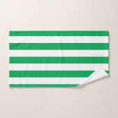 Green and White Cabana Stripes バスタオルセット (ハンドタオル)