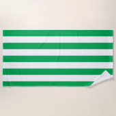 Green and White Cabana Stripes  ビーチタオル (正面)