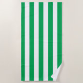 Green and White Cabana Stripes  ビーチタオル (正面)