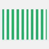 Green and White Cabana Stripes  ラッピングペーパーシート (正面2)