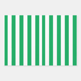Green and White Cabana Stripes  ラッピングペーパーシート