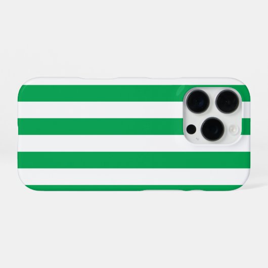 Green and White Cabana Stripes  iPhoneケース (裏面横)