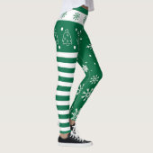 Green and White Christmas Leggings with Snowflakes レギンス (右)