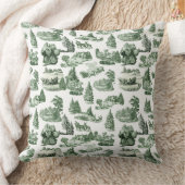 Green and White Christmas Toile Aesthetic クッション (ブランケット)