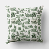 Green and White Christmas Toile Aesthetic クッション (裏面)