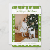 Green and White Christmas Tree Photo  シーズンカード (正面)