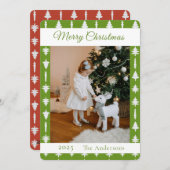 Green and White Christmas Tree Photo  シーズンカード (正面/裏面)