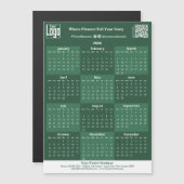 Green and White Custom Logo 2026 Calendar Magnet (正面/裏面)