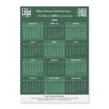 Green and White Custom Logo 2026 Calendar Magnet