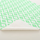 Green and white diamond pattern シェルパブランケット (3/4)