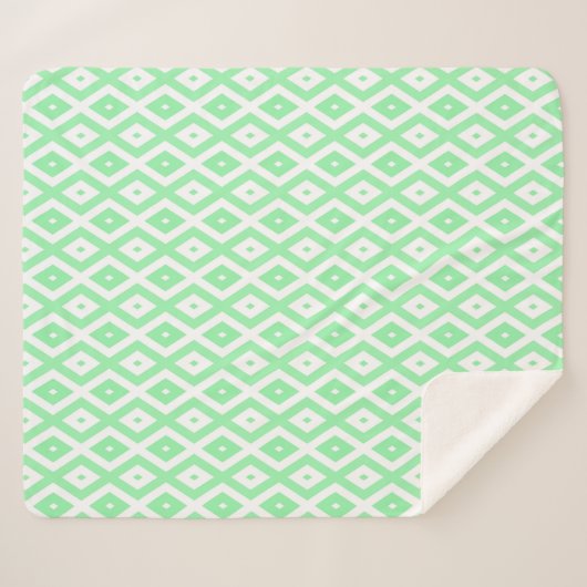 Green and white diamond pattern シェルパブランケット (正面(横))