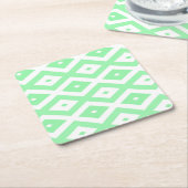 Green and white diamond pattern スクエアペーパーコースター (アングル)
