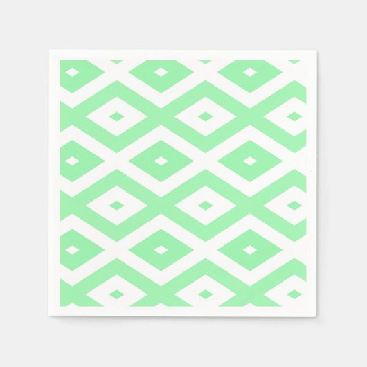 Green and white diamond pattern スタンダードカクテルナプキン (正面)