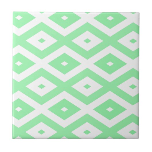 Green and white diamond pattern タイル (正面)