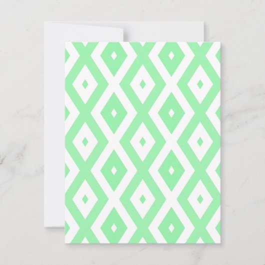Green and white diamond pattern 出欠カード (正面)