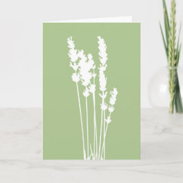 Green and White Floral Silhouette Greeting Card カード
