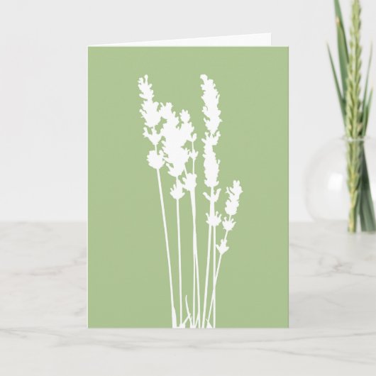 Green and White Floral Silhouette Greeting Card カード (正面)