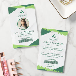 Green and White Geometric Custom Photo バッジ