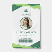 Green and White Geometric Custom Photo バッジ (正面)