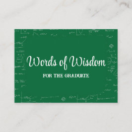 Green and White Graduate Words of Wisdom Advice エンクロージャーカード