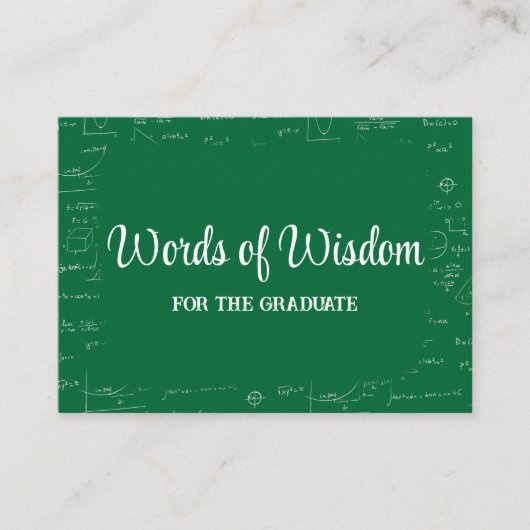 Green and White Graduate Words of Wisdom Advice エンクロージャーカード (正面)
