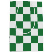Green and White Holiday Check ミディアムペーパーバッグ (正面)