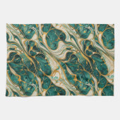 Green and White Marble with Gold Accents キッチンタオル (横)