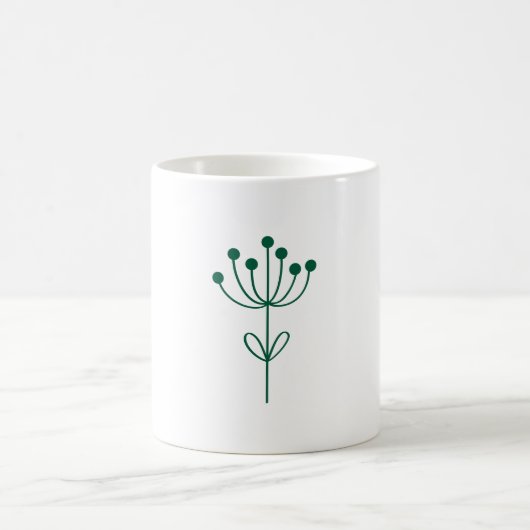 Green and White Minimalist Botanical コーヒーマグカップ (中央)