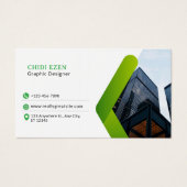 Green and White Minimalist Modern Business Card (正面)