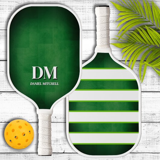 Green and White Monogram Pickleball Paddle ピックルボールラケット