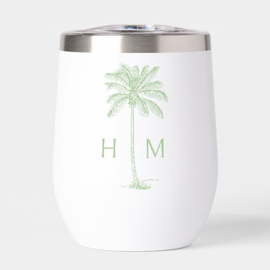 Green and White Palm Palmetto Tree Monogram (正面)