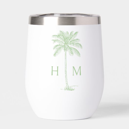 Green and White Palm Palmetto Tree Monogram (背面)