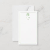 Green and White Palm Palmetto Tree Monogram ノートカード (正面)