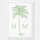 Green and White Palm Palmetto Tree Monogram マグネット (正面)