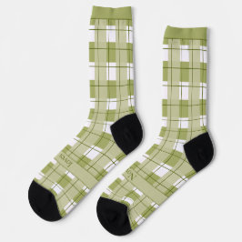 Green and White Plaid, Text on Foot ソックス