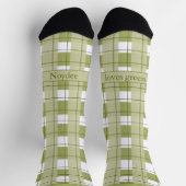 Green and White Plaid, Text on Foot ソックス (上部)
