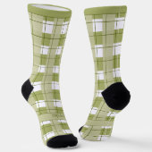 Green and White Plaid, Text on Foot ソックス (傾斜あり)