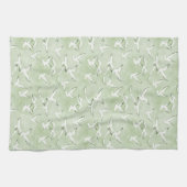 Green And White Seagull Beach Bird Pattern キッチンタオル (横)